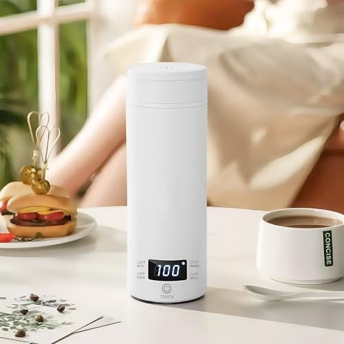 Reisewasserkocher Klein, 500ML Tragbar Reise Wasserkocher, Mini Wasserkocher Elektrisch mit Automatischer Abschaltung mit Umkehrbarem Deckel für Tee Kaffee, für Reisen, Hotel Weiß