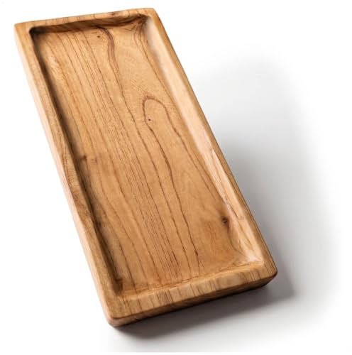 com-four® Serviertablett aus Holz 35cm, Stilvolles Deko-Tablett rechteckig | Modernes Holztablett - alltagstauglich und dekorativ