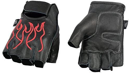 Shaf International Fingerlose Handschuhe für Herren (Schwarz/Rot, Größe XL) (mit Stickerei, Hot Pin)