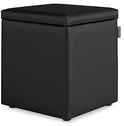 Happers Hocker mit Stauraum aus Kunstleder Schwarz für das Wohnzimmer oder Schlafzimmer