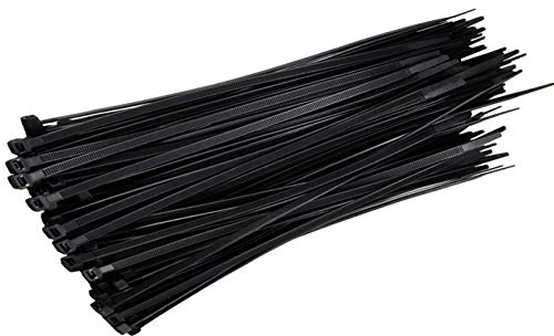 KGS Cable Ties | Nylon Self Locking Plastic Zip Tie Wraps | 100 Pieces per Pack | 250mm x 4.6mm (10 Inch) | Black
