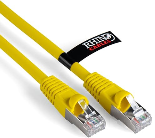 rhinocables CAT 6a Ethernet Cable | 10Gbps S/FT High-Speed & Large Bandwidth Data Transfer | Reliable LAN Network RJ45 Cable | Wi-Fi Broadband Cable for Seamless Gaming & Streaming (0.25m, Yellow)