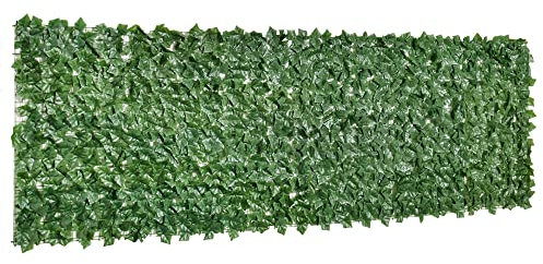 Outsunny Künstlicher Hecken Sichtschutz, UV Geschützt Sichtschutz, Grün Balkon Sichtschutz, Zaun Sichtschutzgitter mit Blättern, Hecken Zaun, WandKünstliche 300 x 100 cm für Garten Hochzeit