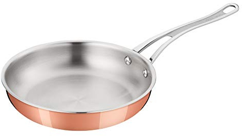 Tefal by Jamie Oliver Premium Triply Kupfer Pfanne E49006 | 28 cm | Dreilagige Konstruktion: Edelstahl, Aluminium, Kupfer | Genieteter Griff | Induktionsgeeignet
