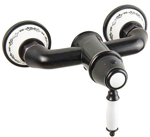 PaulGurkes schwarze Nostalgie Duscharmatur Retro Design Einhandmischer Bordüre schwarz Landhausstil Mischbatterie Armatur für Dusche Aufputz Mischbatterie Wasserhahn für Duschen Brausebatterie Vintage