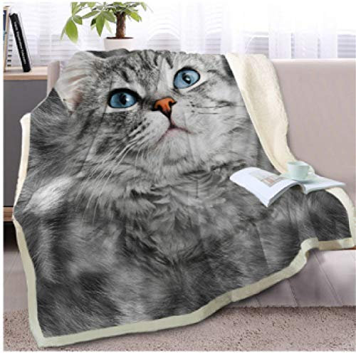 Morbuy Kuscheldecke Flauschig Decke, 150x130 cm Katze Flauschige Decke Couchdecke Dicke Sofadecke Wohndecke Blanket Mikrofaser Tagesdecke Birthday Deko Überwurf für Bett Sofa Schlafzimmer Büro