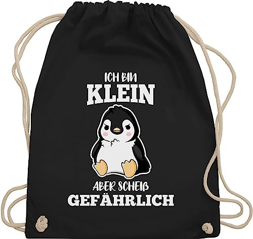 Shirtracer Turnbeutel Rucksack - Sprüche Statement mit Spruch - Ich bin klein aber scheiß gefährlich Pinguin weiß - Unisize - Schwarz