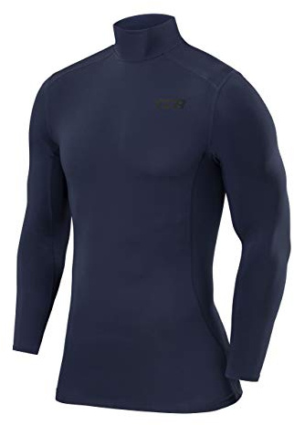 TCA Camiseta Manga Larga Térmica de Compresión para Hombres - Azul Oscuro, M