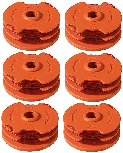 Odashen 6 Pack Strimmer Spool Replacement for Worx WG119E WG104E for McGregor MET3525 MET4530 MET6032 1.6mm Double Autofeed Spools Trimmer Line for Grass Trimmer