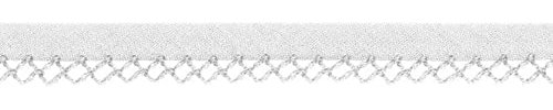 Schrägband, Baumwolle, mit Häkelkante - ab 3 Meter zum Nähen - Nähzubehör, Weiß