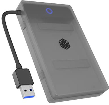 ICY BOX Adattatore da SATA a USB per HDD / SSD da 2,5, adattatore per disco rigido, USB 3.2, USB-A, box di protezione, senza attrezzi, custodia esterna, IB-AC603b-U3