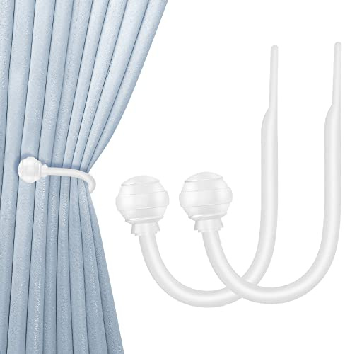 Hion Curtain Holdbacks White 2pcs, Curtain Tiebacks Wall Mounted Curtain Hooks Holders for Drapes