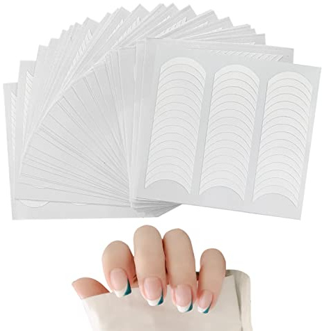 1440 stycken (30 ark) franska nagelkonstklistermärken, vit linje nagelkonstband, fransk nagellackslinje, används för gör-det-själv nagelkonstdekoration