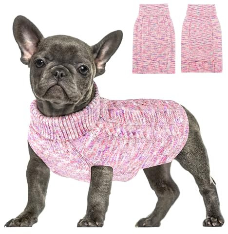 SlowTon Hundepullover kleine Hunde, Hundepullover Rollkragen Haustier Pullover Hund Kleidung für kleine mittelgroße Hunde, Winter Hundepulli Strickpullover mit Leinenöffnung für Dackel