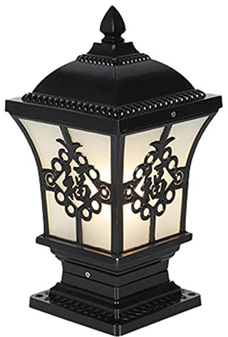JHBHQKX Wegeleuchte für den Außenbereich, traditionell, mit Glas, für Bauernhof, Terrasse, Veranda, Schwarz Matt/Bronze, Ziegelsäulen, Wegebeleuchtung