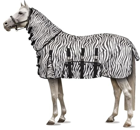 netproshop Pony Fliegendecke mit Halsteil Bauchlatz u Schweiflatz Zebra Print Gr. 75-125, Groesse:105, Farbe:Zebra