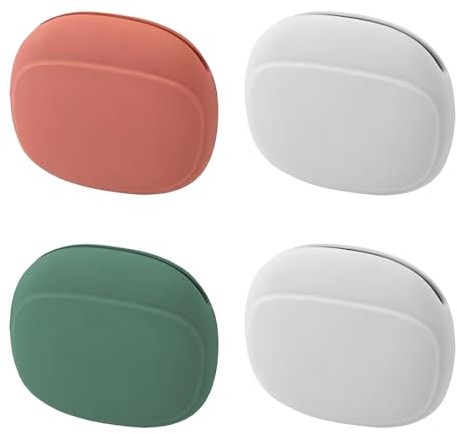YOCDNOV Pack de 4 Mini Sac - Organisateur de Casque en Silicone, Mini Boîte à Clés, pour Portable et Durable, Sac de Rangement Portable pour Bouchons d'oreilles, Écouteurs (Vert + Rouge + Gris * 2)