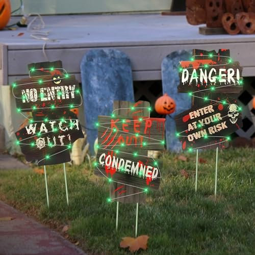 Cartelli Di Avvertimento Di Halloween, 3 Pezzi Decorazioni Di Halloween Per Giardino All'Aperto, Lapidi Da Giardino Per Decorazione Di Halloween Spaventosa Di Halloween Per Prato, Strada, Cimitero