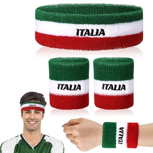 Jadive Schweißbänder Set – Sport Stirnband und Handgelenk-Schweißbänder im Flaggen-Design für Damen und Herren