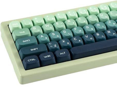 GEKUCAP PBT Gradient Green MOA Keycaps - Japanese Dye Sub Custom Keyboard Keycaps Set for 61/64/68/84/87/100/104/108 Cherry MX Mechanical Keyboard