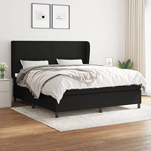 qohoio Boxspringbett mit Matratze Schwarz 160x200 cm Bett Boxspringbett Schlafzimmer MöBel Betten Bett Mit Matratze Stoff - 3127815