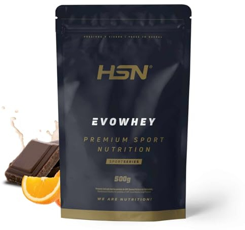 HSN Evowhey Protein | Chocolate y Naranja 500g = 17 Tomas por Envase Concentrado de Proteína de Suero | 100% Whey Protein Concentrate (WPC) | No-GMO, Vegetariano, Sin Gluten ni Soja