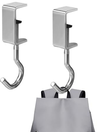 SHPUJUN 2 Stück Taschenhalter für Tisch – Verstellbare Handtaschenhalter aus Metall, Tischhaken zum Aufhängen von Handtaschen & Rucksäcken, Platzsparender Taschenhaken für Büro, Schule & Zuhause