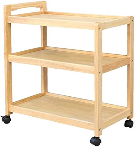 Wooden 3 Tier Rolling Bar Cart for Home Kitchen Hotel Outdoor Drinks Trolley Serving Cart with Wheels Beige Black Wood Storage Rack for Patio and Garden