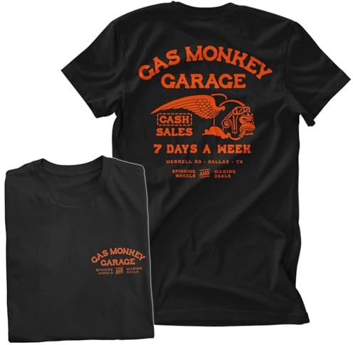 Gas Monkey Garage Offizielles Lizenzprodukt Cash Monkey Herren-T-Shirt (Schwarz), Large