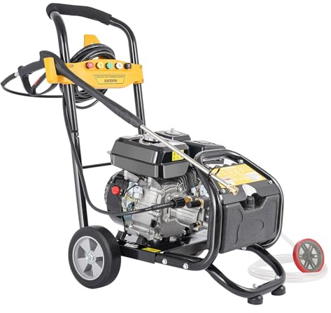 SICHENSH Limpiador de alta presión de gasolina de 7,5 CV, motor de cuatro tiempos, motor de gasolina, limpiador de coche y terraza con 5 boquillas seleccionables, limpiador de alta presión