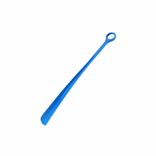 Skohorn plast skohorn långt handtag komfortgrepp lätt att bära skohorn med hängande hål handtag bärbar för äldre män kvinnor barn universal för olika stövlar och skor blå färg (1 st), BLÅ, En storlek