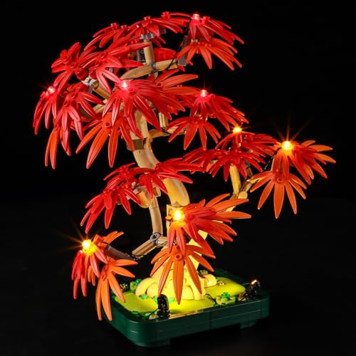 MENZAVA LED Light Set Compatible with LEGO Japanese Red Maple Bonsai Tree Botanical Collection 10348 Building Blocks Model - Model Set NOT Included