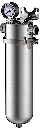Drinking Water Filtration, 15000L New 304 Stainless Steel Pre-Filter, Whole House Large Flow Clamp Commercial Home Tap Water Purifier(6 Points Pipe)