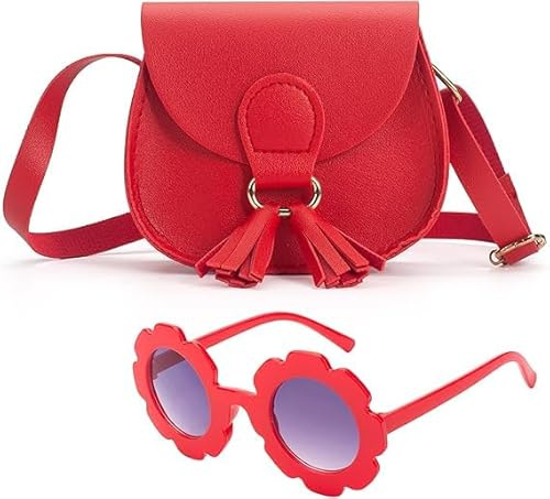 Handtasche Mädchen, Kinder Umhängetasche Mädchen mit 1 Stück Brille, Mädchens Umhängetasche, Kleines Mädchens Tasche, Kinderhandtasche, Tasche Mädchenes, für Kinder Mädchenes