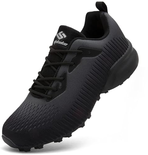 ASOCO DREAM Zapatillas de Trail Running Hombre Calzado de Correr Transpirable Antideslizante Zapatos de Senderismo Calzado Deportivo Exterior,Negro Gris,46 EU