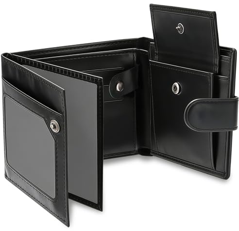AYNKH Portefeuille Homme Minimaliste Noir, Grande Capacité, Porte-Monnaie Compact avec Rangement pour Cartes, Billets et Pièces, PU Aspect Cuir