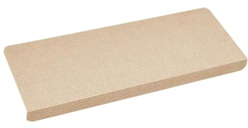 Hearda Treppenstufen Matten 10 Stück, Treppe Treppenteppich Innenbereich Stufenmatten, Treppenteppich Selbstklebend mit Gefalteten Kanten Antirutschmatte (Beige,80x24x3cm)