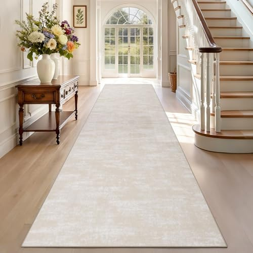 TEHWDAIYOU Teppich Läufer Flur rutschfest Küchenteppich 80 x 400 cm Waschbar Flurläufer Teppichläufer Fußmatte Lang Korridor Teppiche Läufer für Küche, Wohnzimmer, Schlafzimmer Beige