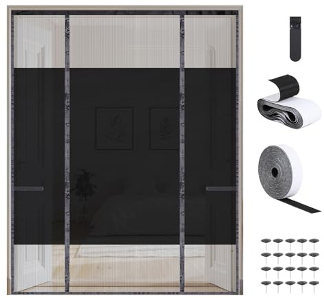EFUTURETIME Zanzariera Porta Magnetica 140×222 cm, Anti Zanzare, Senza Fori | Protezione della Privacy, in Poliestere, per Porte e Finestre