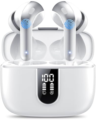 Ear Buds Wireless Earbuds, 50H Playtime Bluetooth Earbuds, Bluetooth Headphones 5.3, Bass Boost 85%, In Ear Headphones with 4 ENC Call Noise Cancelling Mics, Earbuds IPX7 Waterproof, USB-C Jade White