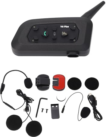 Torvex Interfono Casco, Auricolare Bluetooth V6Plus-1200 con Comunicazione Wireless e Vivavoce, Cuffia Moto per Conversazione di Gruppo fino a 6 Motociclisti durante il Viaggio