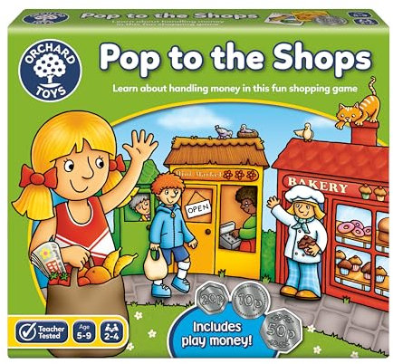 Orchard Toys Pop to the Shops Board Game, Helps Teach Handling Money and Giving Change, Perfect for Ages 5-9, Helps Money Skills, Educational Toy Game, 250 x 220 x 50mm