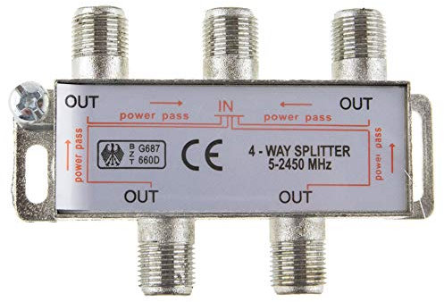 SAT & BK-Verteiler 4-fach Splitter 100dB geschirmt HD- und Unicable- tauchglich