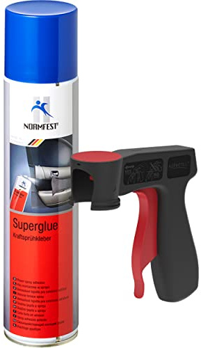 AUPROTEC Pistolengriff + Normfest Kraftsprühkleber Super Glue Superkleber Sprühkleber Klebstoff Kraft Kleber Spray 1x 400ml