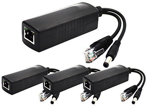 ANVISION 4er-Pack Aktiv-PoE-Splitter-Adapter, 12 V Gleichstrom, IEEE 802.3af, 10/100 Mbit/s, für IP-Kamera, AP, Voip Phone und mehr, AV-PS12