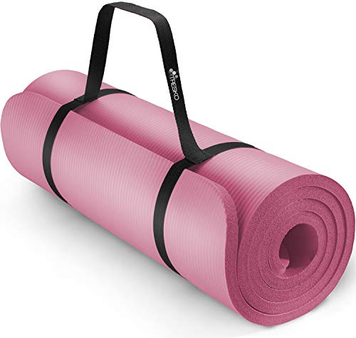 TRESKO Tapis d'exercice fitness yoga pilates gym, 185 x 60 cm, en Mousse NBR