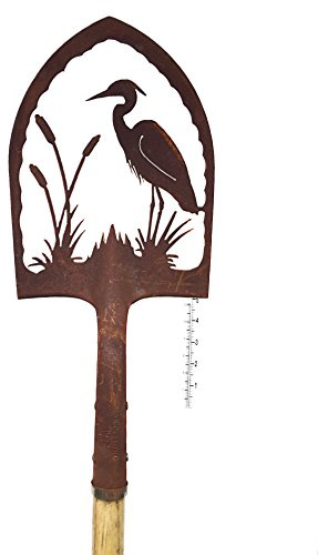 Crispe home & garden Edelrost Deko-Schaufel mit Regenmesser - Reiher - Gartendekoration für außen, Höhe: 180 cm