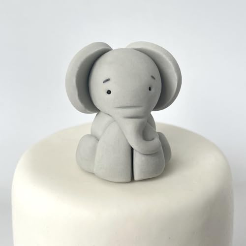 SugArt Elephant Cake Toppers Edible Figure Icing Personalised Custom Name Birthday Party Decorations Great for Kids Boy Girl Baby Shower Christening Blue Pink Stars First Birthday Animals Jungle