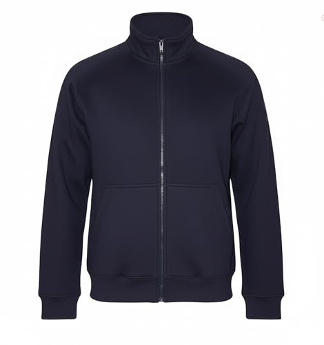 ROCK-IT Apparel I Chaqueta para Hombre sin Capucha I Sudadera Premium con Cremallera y Cuello Alto [S-5XL] Chaqueta Jersey para Ocio o Trabajo I Tejido Suave I Gris Azul Marino Small