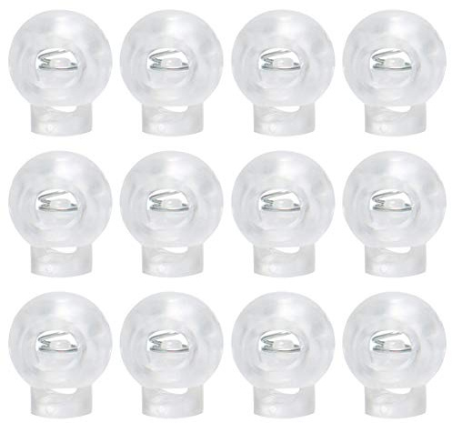 sourcing map 12pcs Plastic Cord Lock Stopper End Spring Stop Toggle Fastener Stopper Rope End for Drawstring Clothing, Shoelace, Bag, Camping Clear